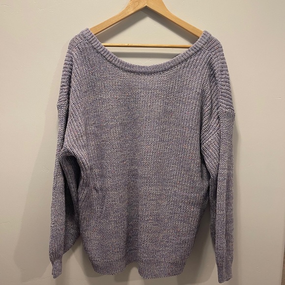 Lavender Oversized Knit Sweater - Picture 3 of 4